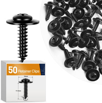 50 Pcs Splash Shield General Purpose Phillips Truss Head Sems Screw for Honda Acura BMW Fender Liner Bumper Cover Screws 90114-SE0-000 90114-SZ3-000 M4.8-1.61x19mm